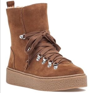 J Slides Tan Suede “Bolt” Boots